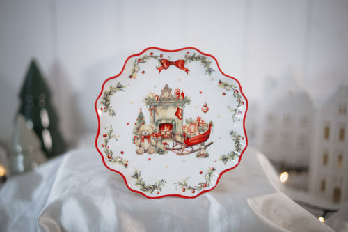Assiette à dessert Fireplace | Vintage Christmas