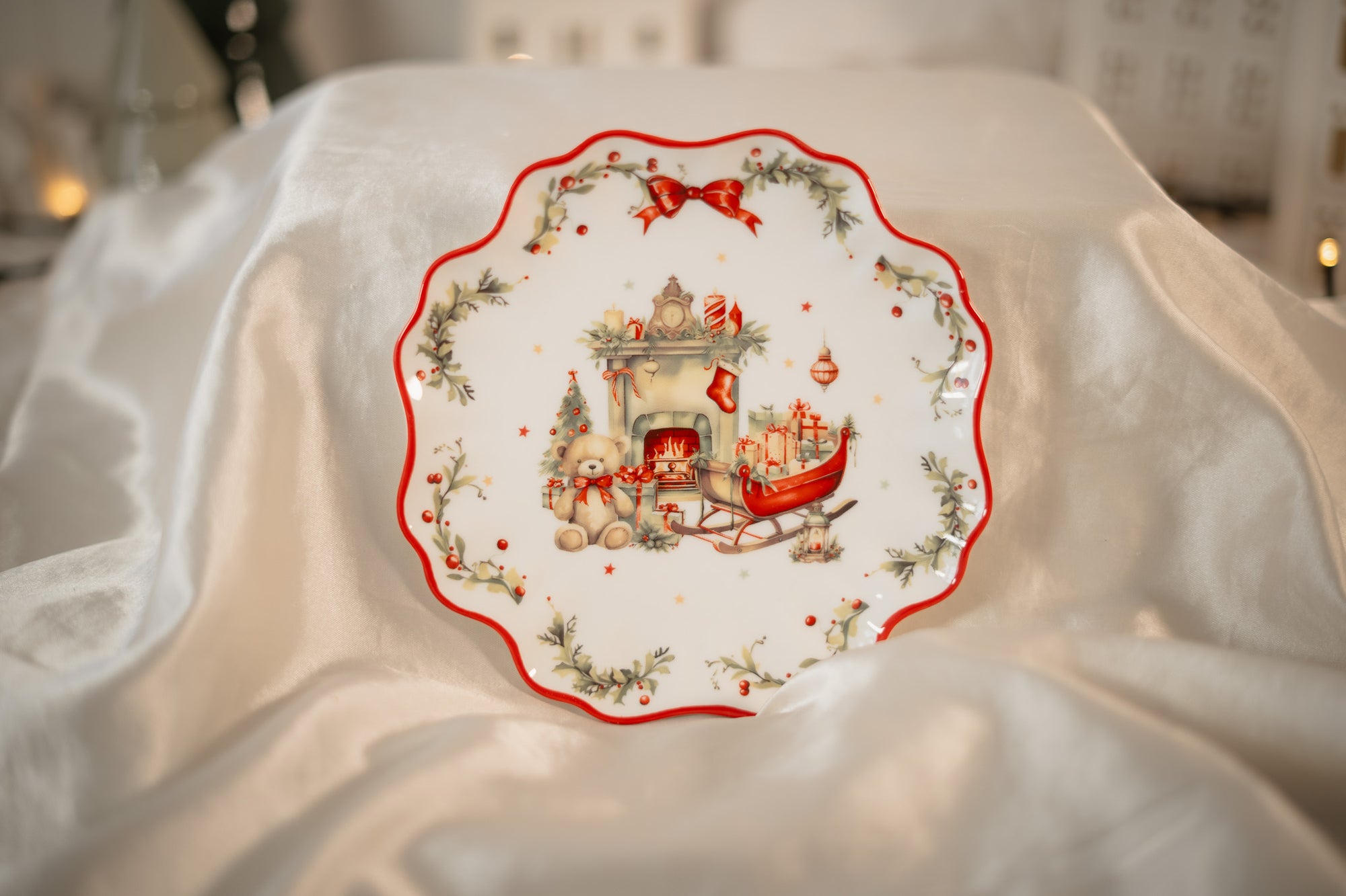 Assiette à dessert Fireplace | Vintage Christmas