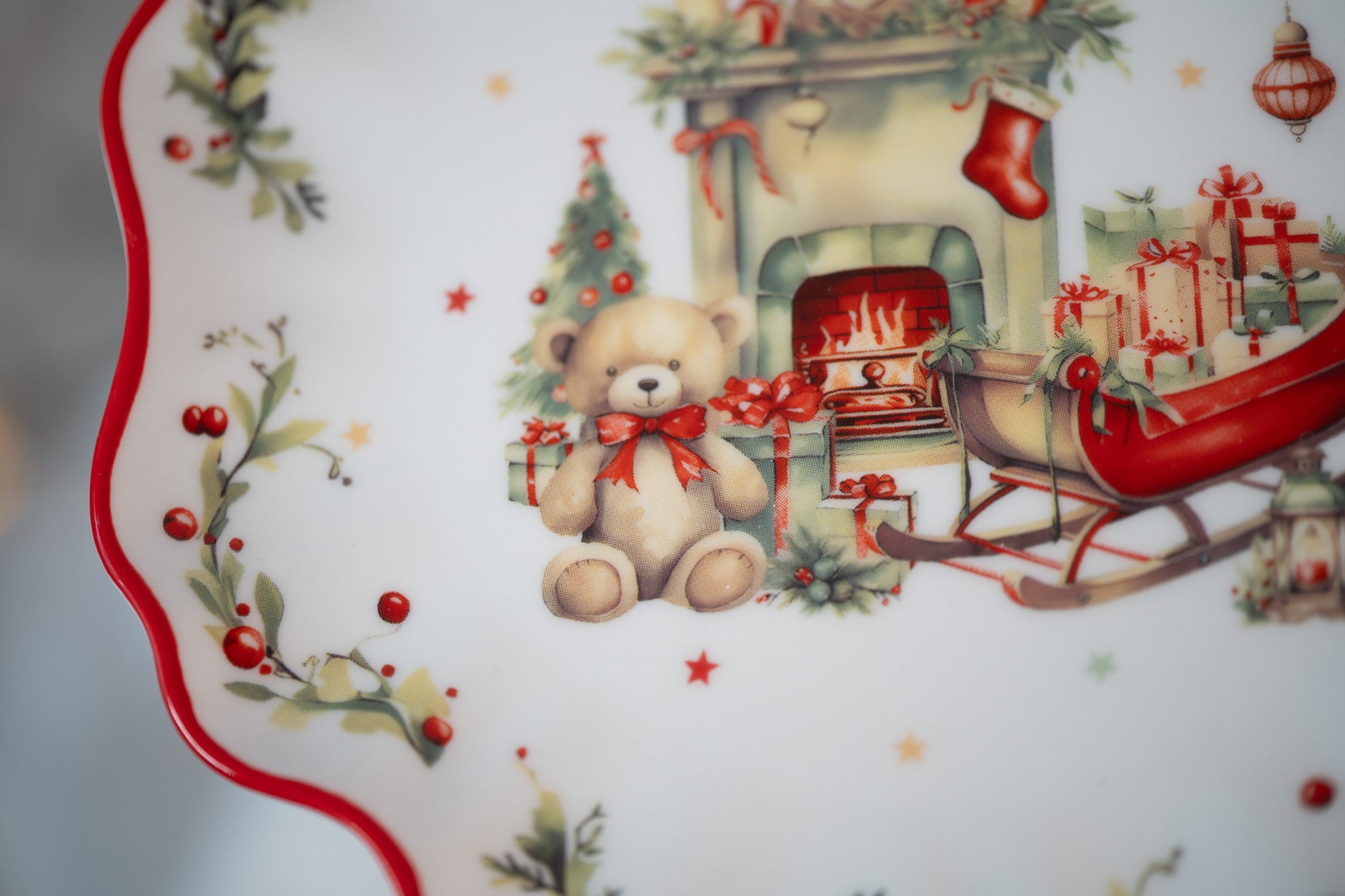 Assiette à dessert Fireplace | Vintage Christmas