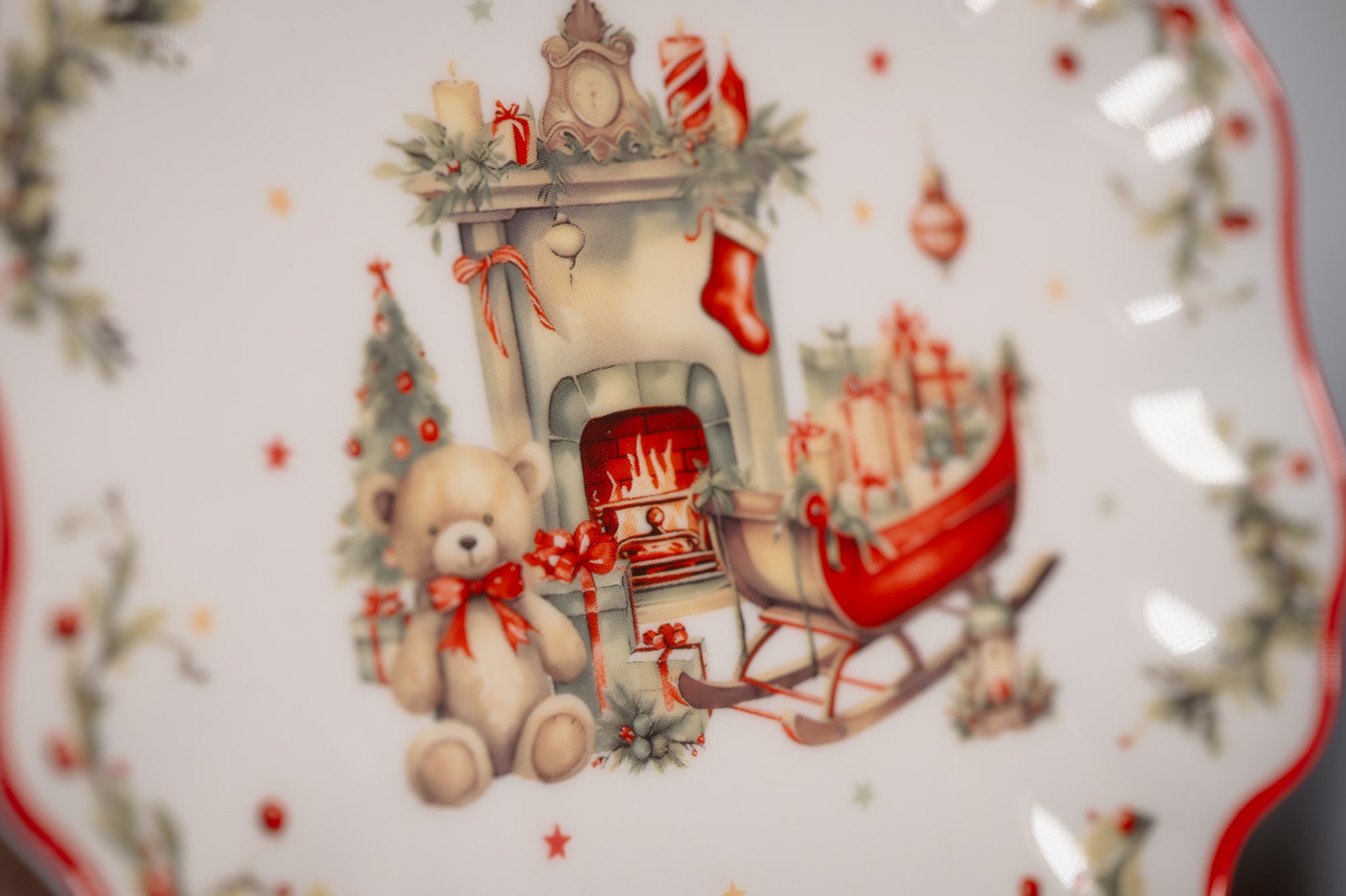 Assiette à dessert Fireplace | Vintage Christmas