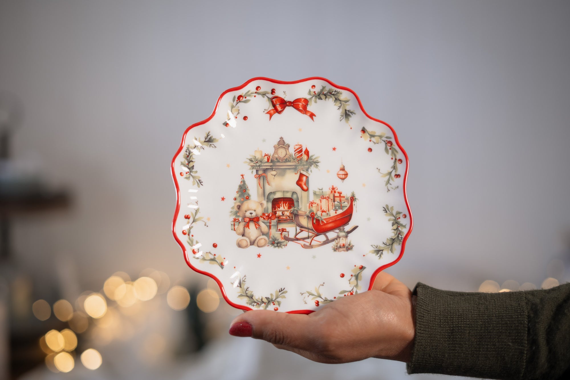 Assiette à dessert Fireplace | Vintage Christmas